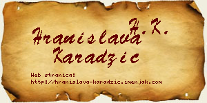 Hranislava Karadžić vizit kartica